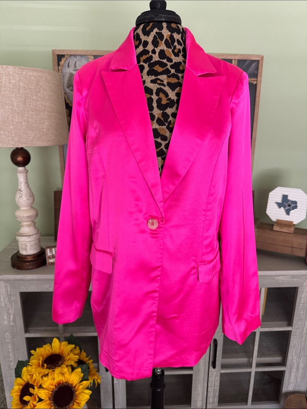 Hot Pink Women's  Blazer Jacket by First Love Sz 1X